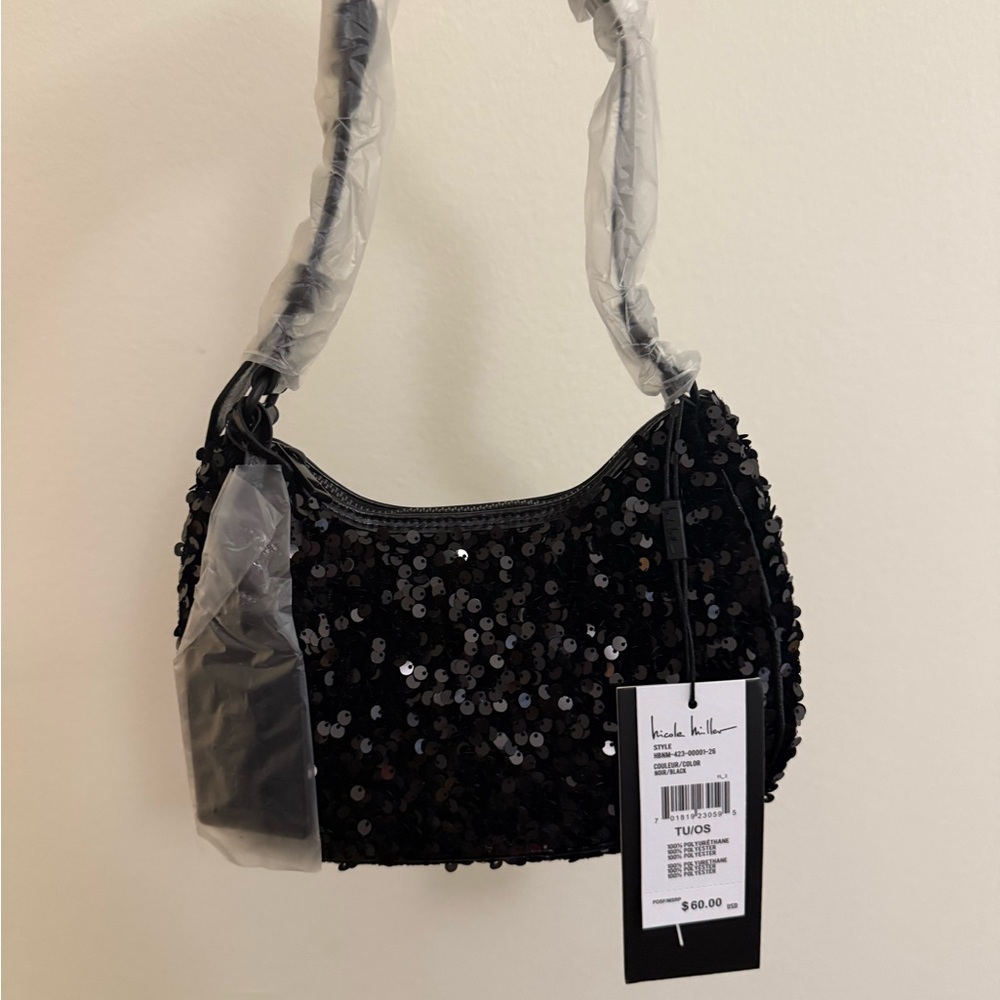 Nicole Miller Black Sequin Women's Bag NWT